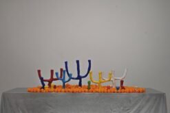 YELLOW AND RED sculptural candle holders