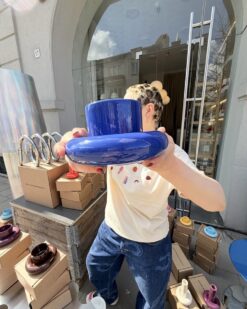 CHUNKY puodelis su lėkštute - Cobalt Blue